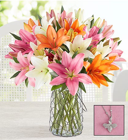 Summer Lilies with Ross-Simons Bee Necklace